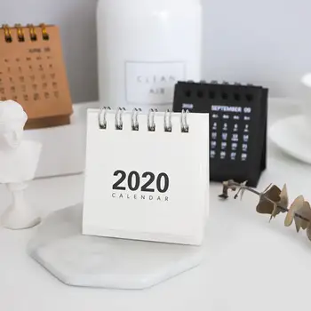 

2020 Minimalis Desk Calendar White Black Mini Desktop Paper Calendar Daily Scheduler Table Planner Yearly Agenda Calendar