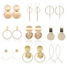 Модные Подвесные серьги металлические круглые геометрические серьги для женщин серьги висячие серьги в форме капли современные ювелирные изделия Пун