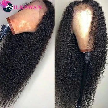 

Silkswan Hair 13x4 Lace Front Wigs Kinky Curly Wigs 100% Human Hair Pre-plucked 150 Density Brazilian Remy Hair For Black Ladies