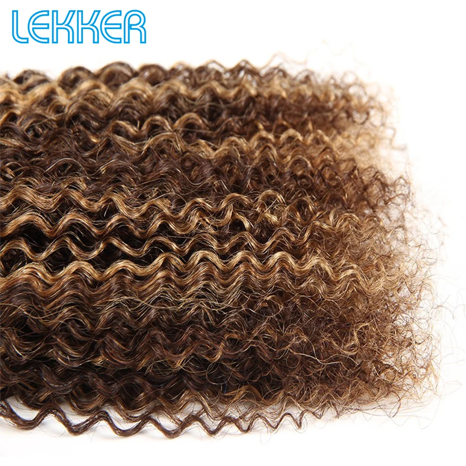 Lekker бразильские человеческие волосы Remy, волнистые, предварительно окрашенные, натуральные, афро кудрявые, волнистые,# P1B, 30 P4-27, цвет фортепиано, Рыжий