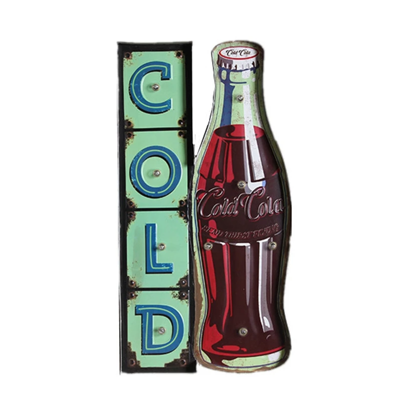 

American Country Retro Wrought Iron Wall Decoration Lighting Bar Cafe LED Lights Indicator Signs Billboards Wall Decoration Orna