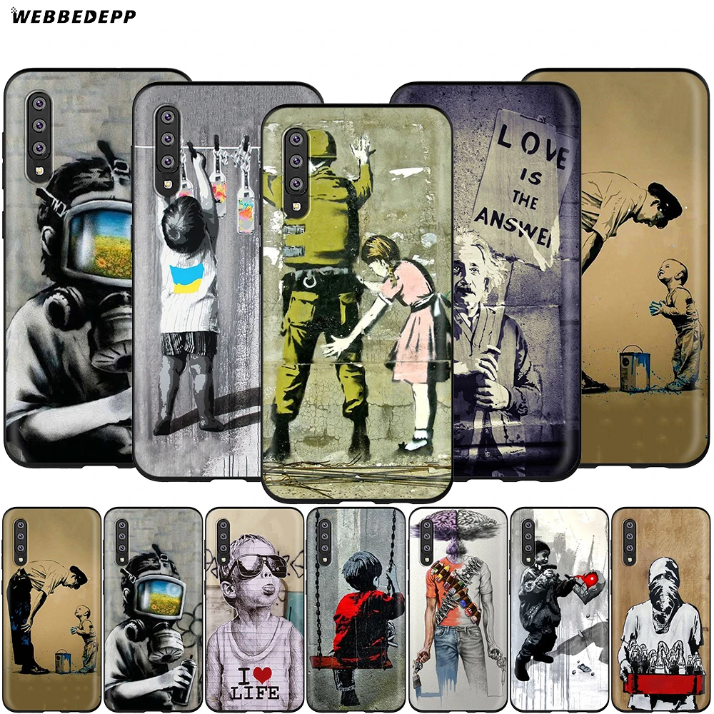 

Webbedepp Street Art Banksy Graffiti Case for Samsung Galaxy A3 A5 A6 Plus A7 A8 A9 J6 M20 A10S A20S A30S A40S A50S