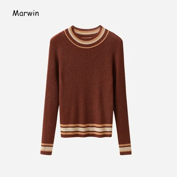 

Marwin 2020 New-Coming O-Neck Silm Thick High Street Style Patchwork Sweaters Wool Warm Soft Female High Quality Winter Sweaters