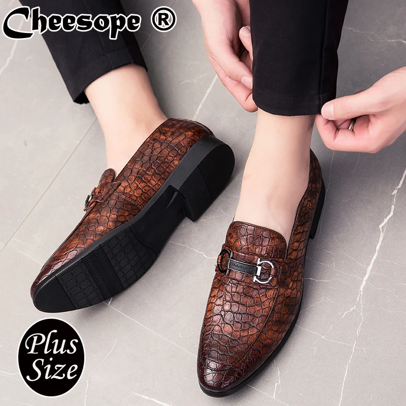 

Plus Size Men Dress Leather Shoes Men Luxury British Style Business Wedding Leather Shoes Casual Boat Flats Leather Shoes Men