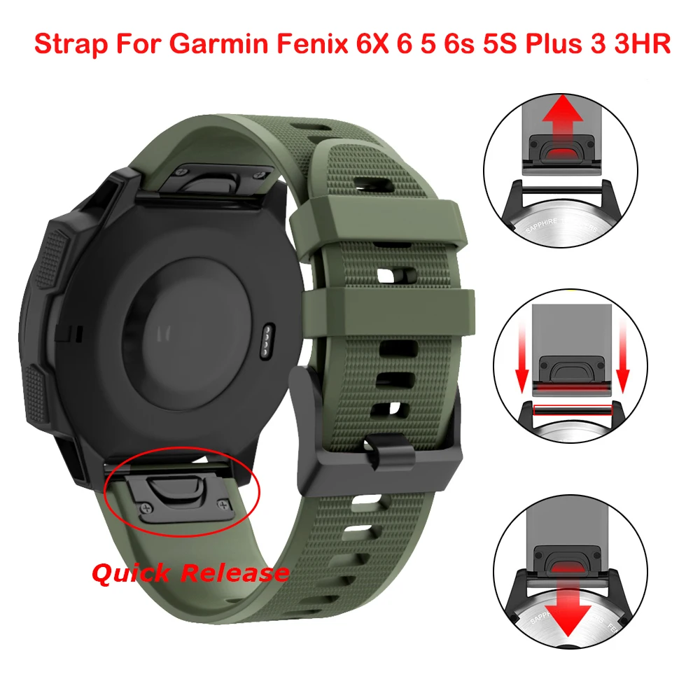 26 22 20 мм ремешок для часов Ремешок Garmin Fenix 6X6 5 6s 5S Plus 3 3HR Смарт часы быстросъемный