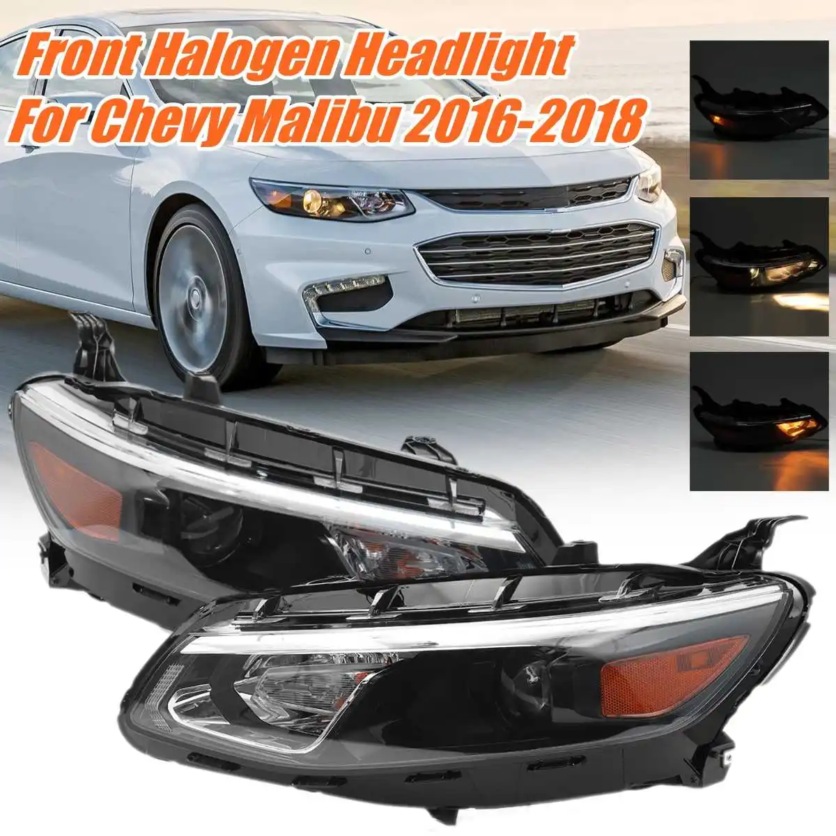 Pair Car Front Headlight Head Lamp For Chevy Malibu 2016 2017 2018 84324410 84217584 84131409