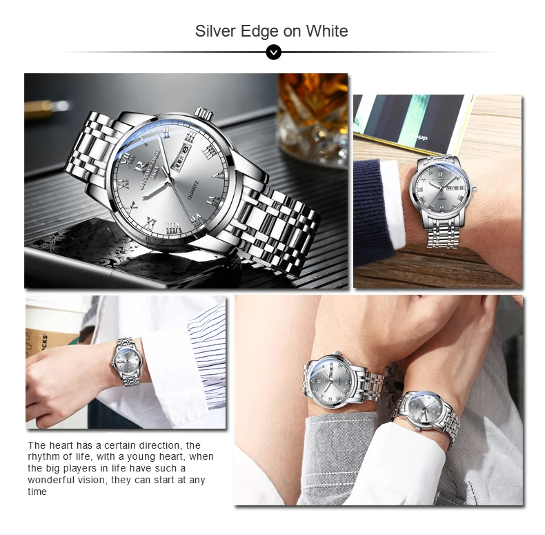 Ruizhiyuan Band Steel Watch Men's and Women's Genuine Quartz Watch Three-pin Business Non-Mechanical Watch
