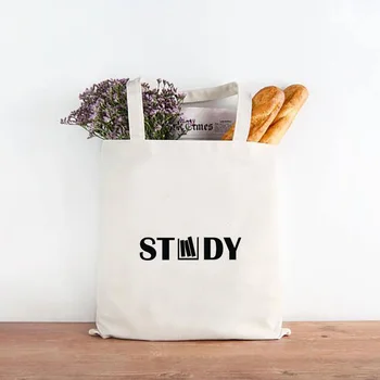 

Canvas Tote Bag Funny Text Pattern Shopping Bag Daily Use Custom Print Logo Text DIY Eco Ecologicas Reusable Recycle