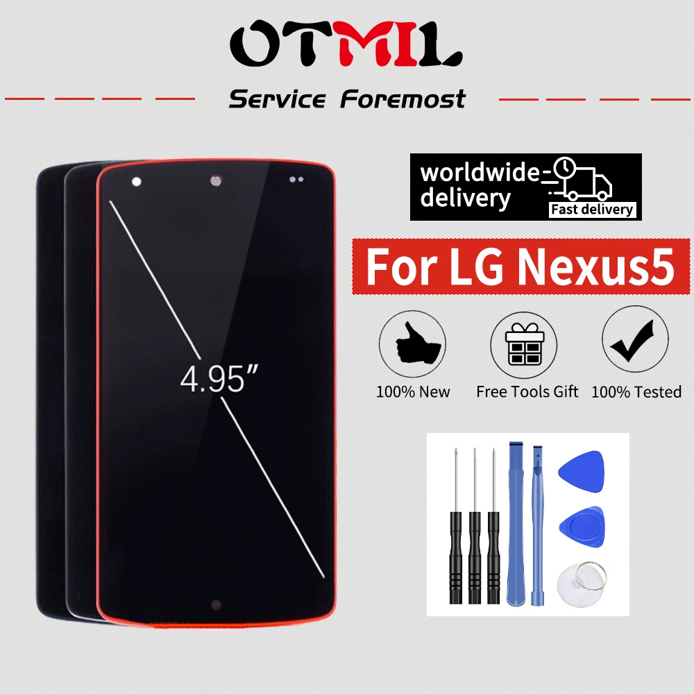 

4.95"OTMIL For LG Nexus 5 LCD Display Touch Screen with Frame Digitizer For LG Nexus 4 LCD Display For LG E960 LCD D820 D821