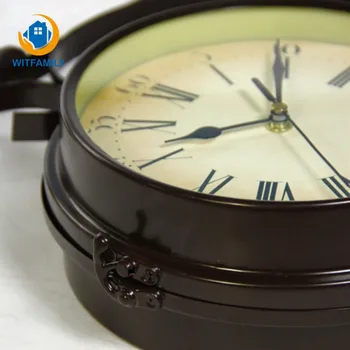 

Fashion Pastoral Double-sided Hanging Clock European Retro Creative Home Wall Clock Decoration Living Room Silent Needle Quartz