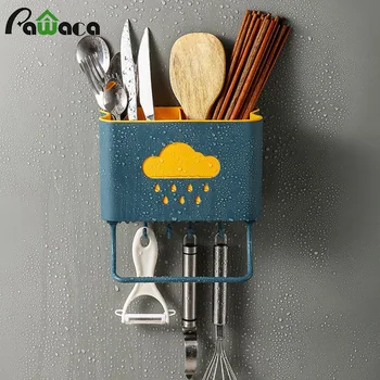 

Wall-mounted Kitchen Tableware Storage Box Multi-purpose Chopsticks Holder Household Drain Rack Kitchen Utensils Organizer Tools