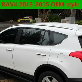

For Toyota RAV4 2013 2014 2015 Aluminium alloy Silver Top Roof Rails Rack Side Bars Decoration Trim Car Accessories