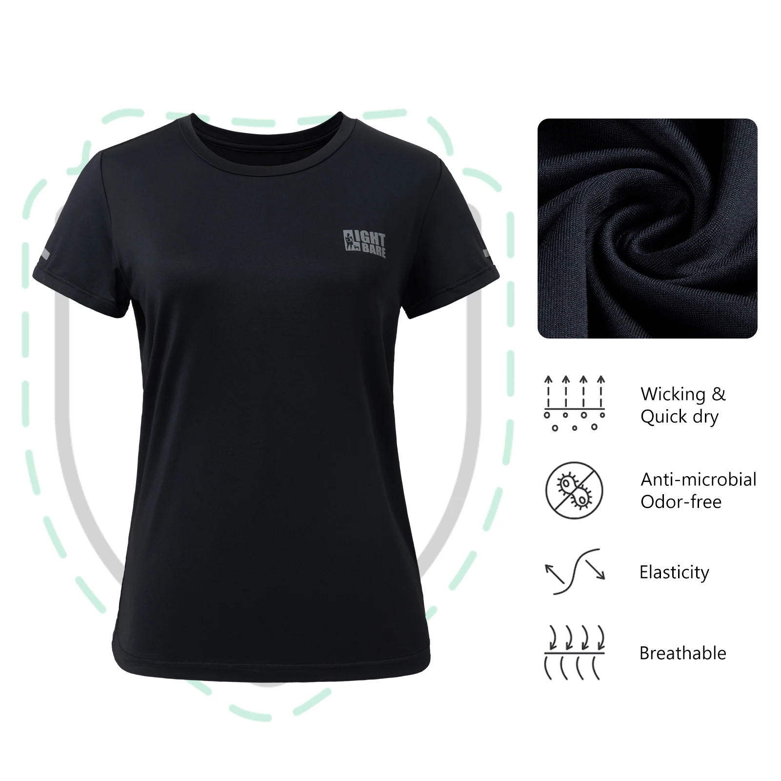 Lightbare Women Short Sleeve Running T-Shirts Lightweight Quick Dry Sports Loose Summer Training Yoga Gym Fitness