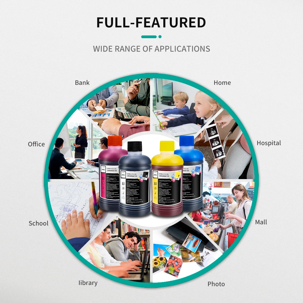 250 ML Universal Refill Ink Kit for Epson Canon HP Brother Printer CISS Ink And Refillable Printers Dye
