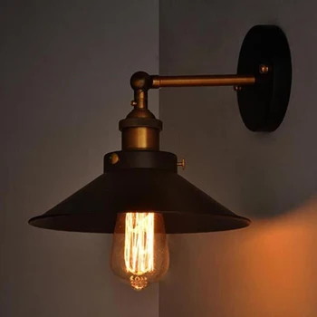 

E27 Black Metal Wall Lamp Sconces Vintage Retro Bracket Light Loft Wall Lamp Luminaire Light Holder Industrial Wall Mount Lamp