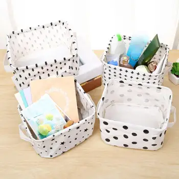 

Linen Dot Star Tree Clothes Storage Basket Sundries Underwear Organizer Box