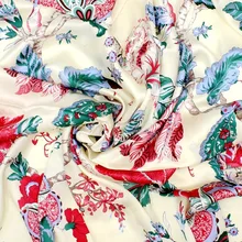 Шелковые ткани для платьев блузки шарфы Одежда метр чистый шелк атлас Шармез 16 мельница Печатный Пион цветочный высокого класса