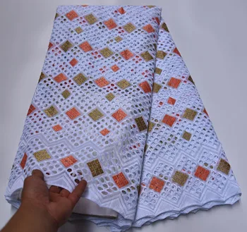 

High Quality Swiss Voile Laces In Switzerland Cotton African Dry Cotton Lace Fabric Nigerian Man Voile Lace 5Yards CV-852