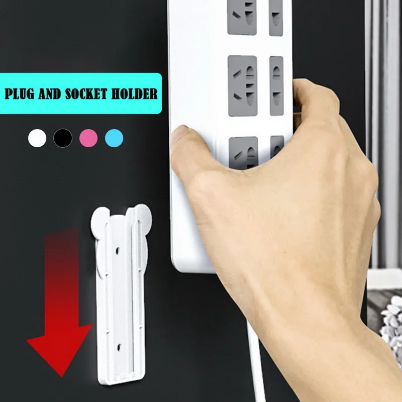 

New Seamless Punch-free Plug Sticker Holder Wall Fixer Power Strip Holders Storage for Sockets Wall Holders Shelf Stand Holder