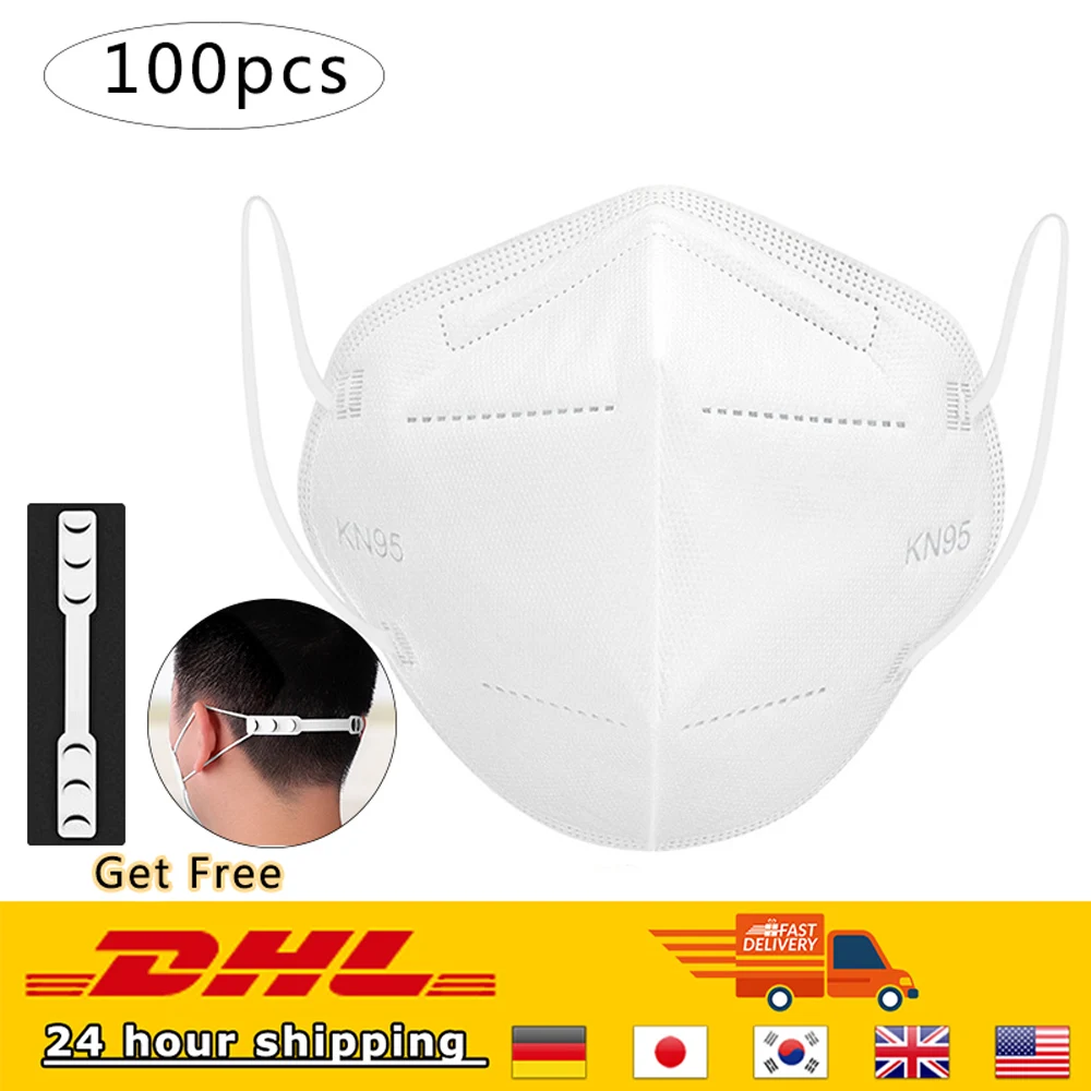 

100pcs KN95 Masks DHL Fast Shipping Anti PM2.5 Safety Protective Mask 95% Filtration Reusable Breathing 6 Layers Face Mask