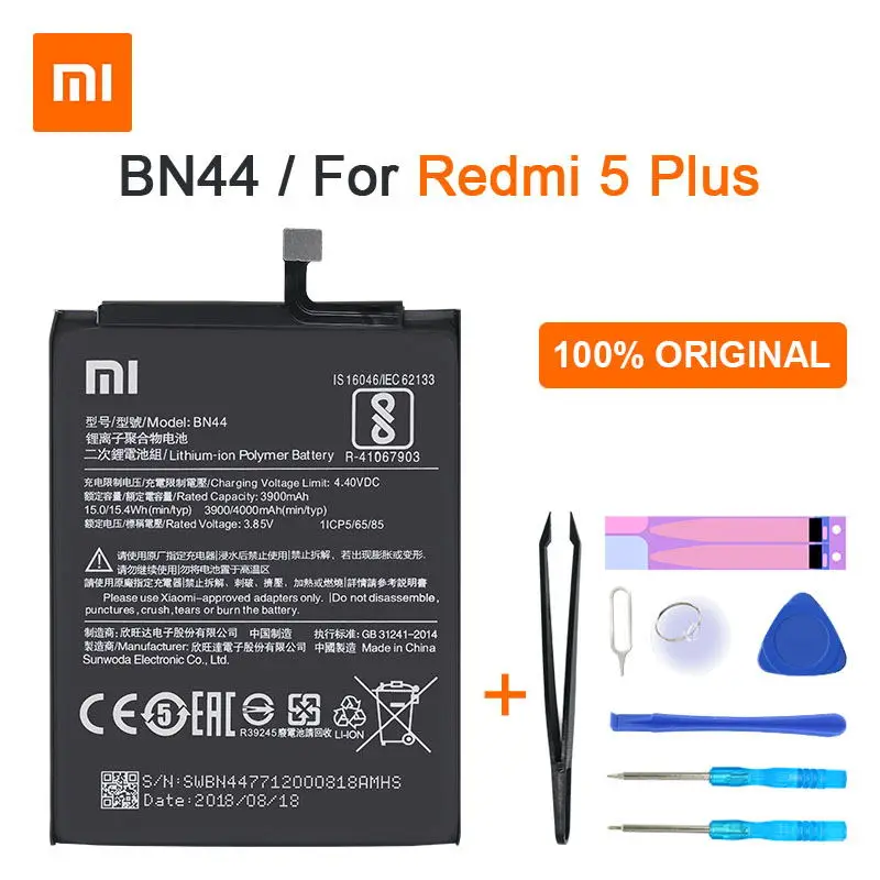 Оригинальный аккумулятор Xiaomi Redmi 5 Plus BN44 4000 мАч для сменный высокого