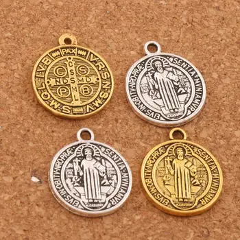 

Saint Charm Beads St Benedict Nursia Patron Medal Cross 20x17mm 24pcs Zinc Alloy antique gold color Pendants L1649