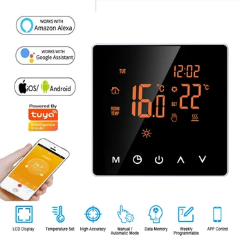 

Minco Tuya WiFi Smart Thermostat, Electric floor Heating Water/Gas Boiler Remote Controller, Mirror Glass Screen