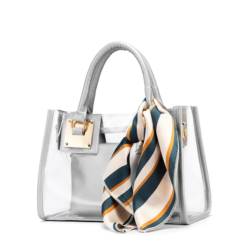 OLUOLIN Summer Transparent Bag for Women Luxury Clear PVC Jelly Small Tote Crossbody Messenger Shoulder Bags Female Handbags