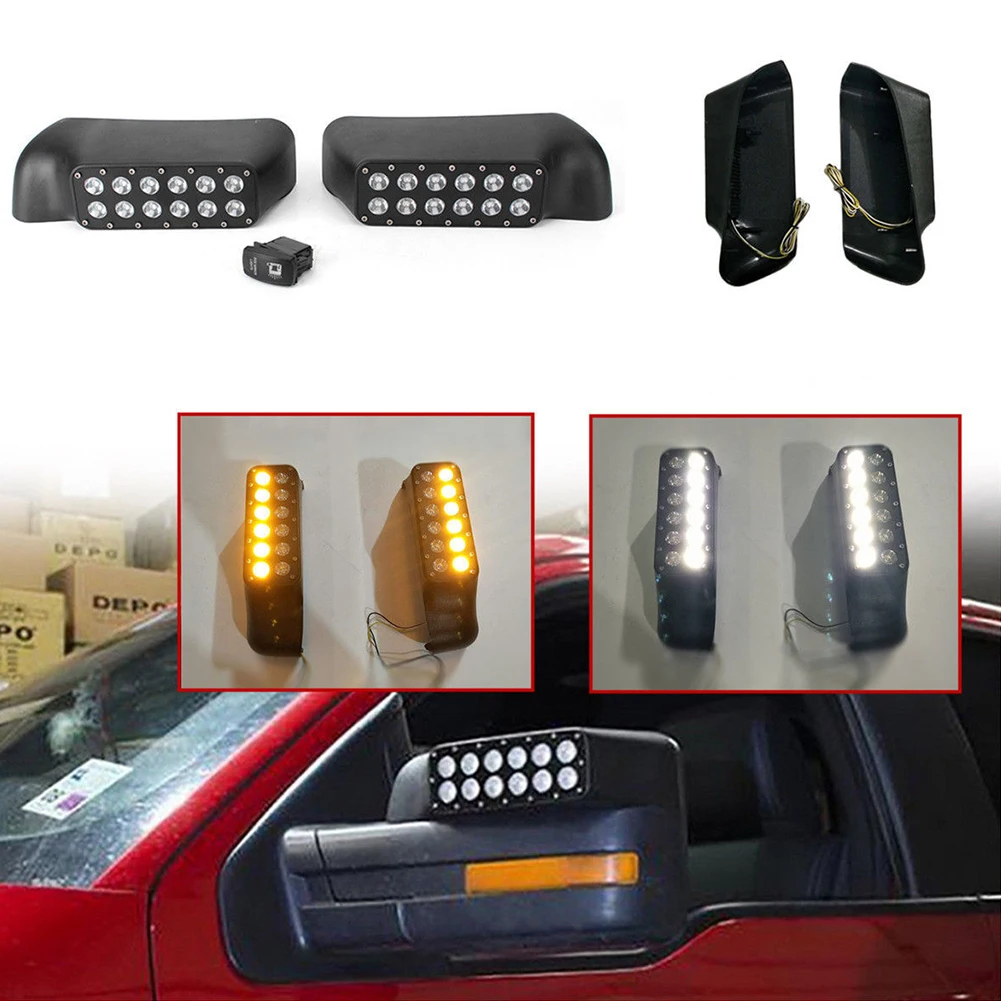 

Vehicle Rearview Car Led Side Direct Fit Shell Auto Running Amber Mirror Cover Lamp Turn Signal With Light For Ford F150 Raptor