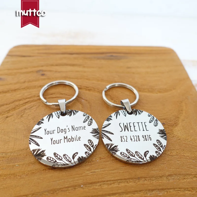 Self-design personalized design stainless steel dog tag dog round tag can crave name tag dog tag for pet 3 styles