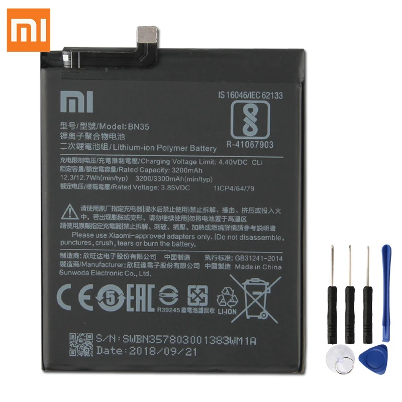 

100% Original Xiaomi BN35 Replacement Battery For Xiaomi Redmi 5 3200mAh Large Capacity Phone Battery Free Tools