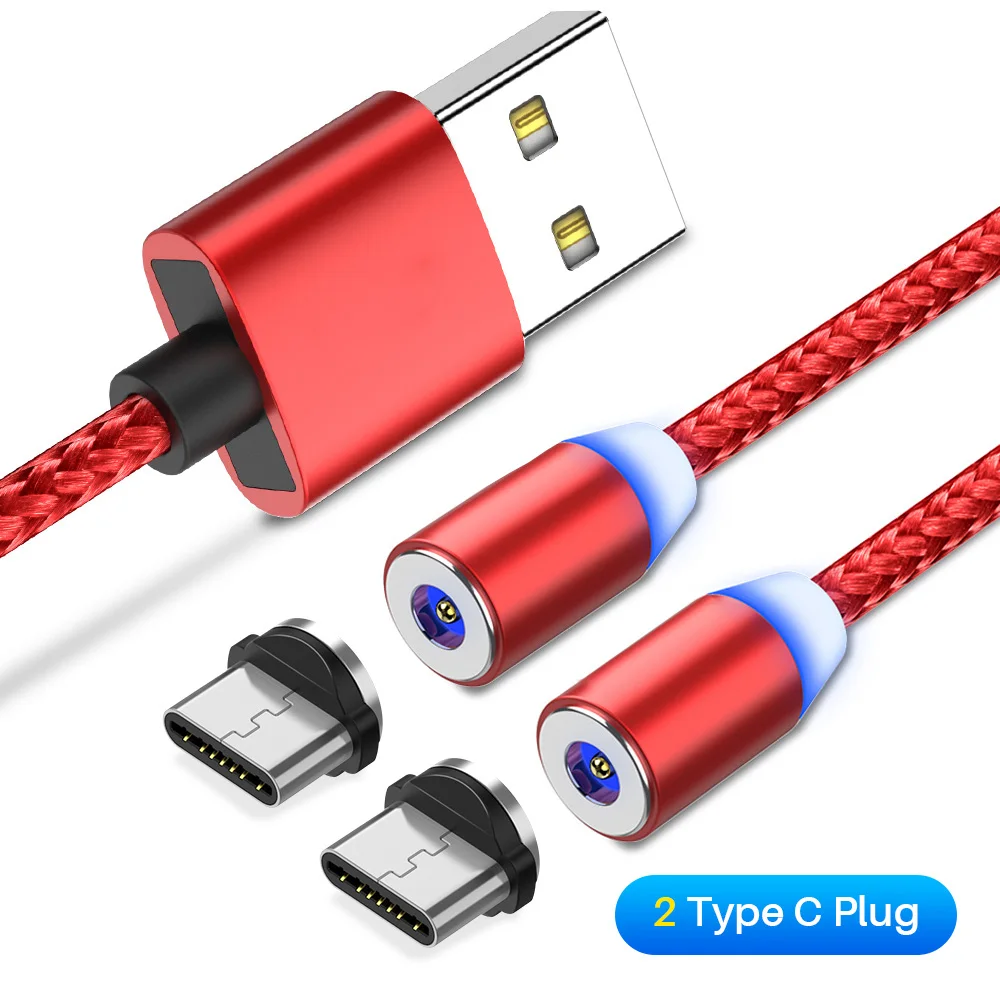 YBD 2 в 1 Магнитный кабель usb type C зарядный провод Магнит Micro USB зарядное устройство освещение для usb для iPhone 11 XR XS - Цвет: 2-type-c