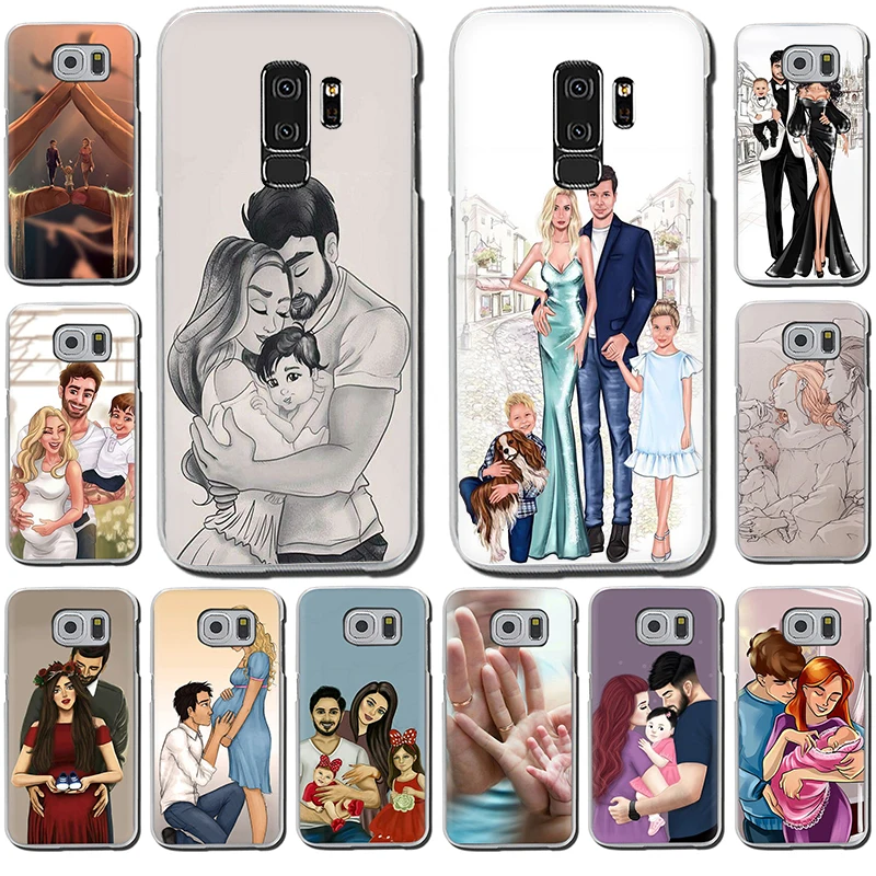 Жесткий чехол для телефона мамы папы и ребенка Samsung Galaxy S10 S10E S8 Plus S6 S7 Edge S9 M10 20 30 40 |