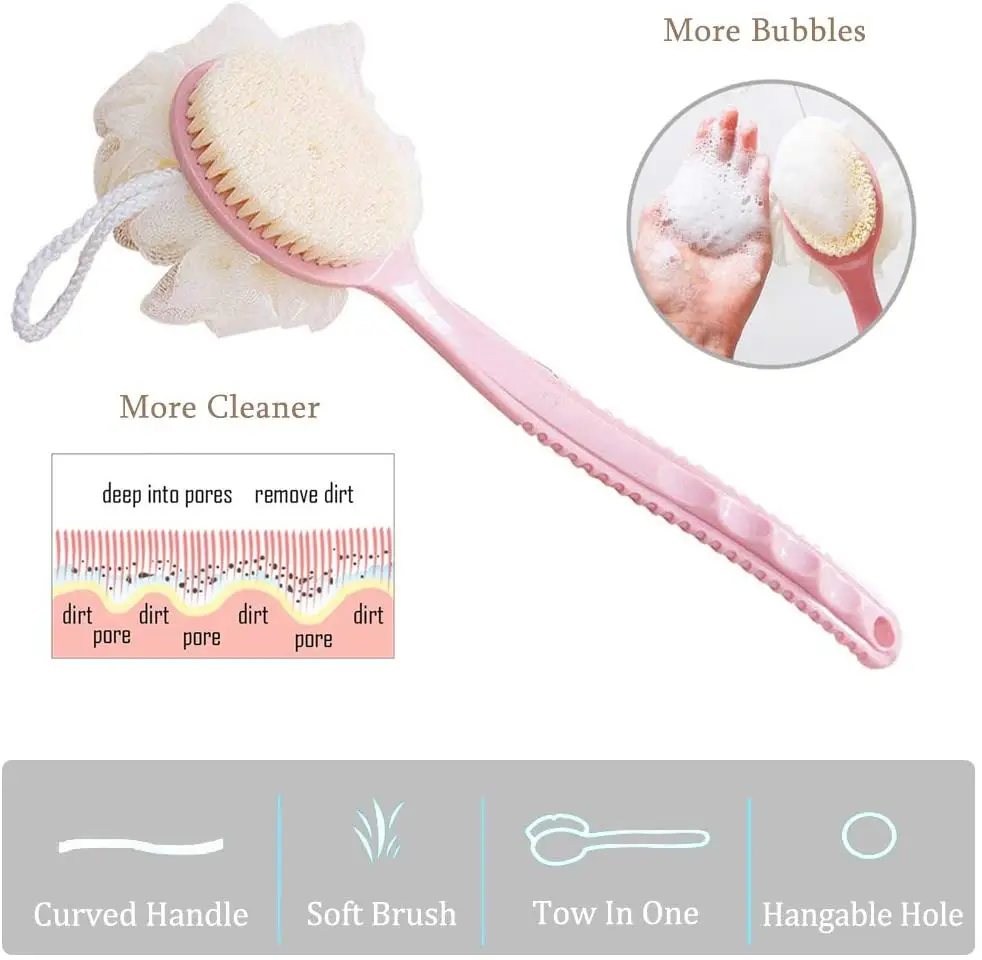 

FREE shipping Back Scrubber Body Brush Loofah Dry Brushing handle for shower with LoofahBath Body Brush Cleaning Tool