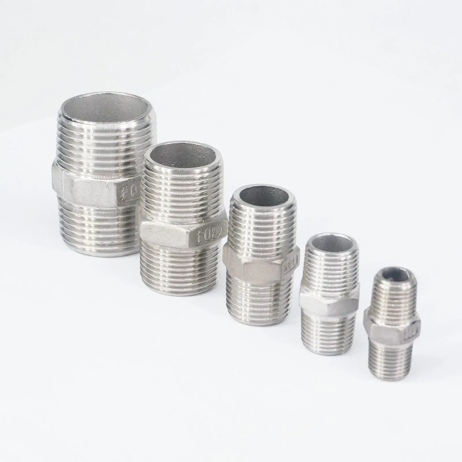 

1/4" 3/8" 1/2" 3/4" 1" 1-1/4" 1-1/2" 2" BSP Male Hex Nipple 304 Stainless Steel Pipe Fitting Connector Coupler