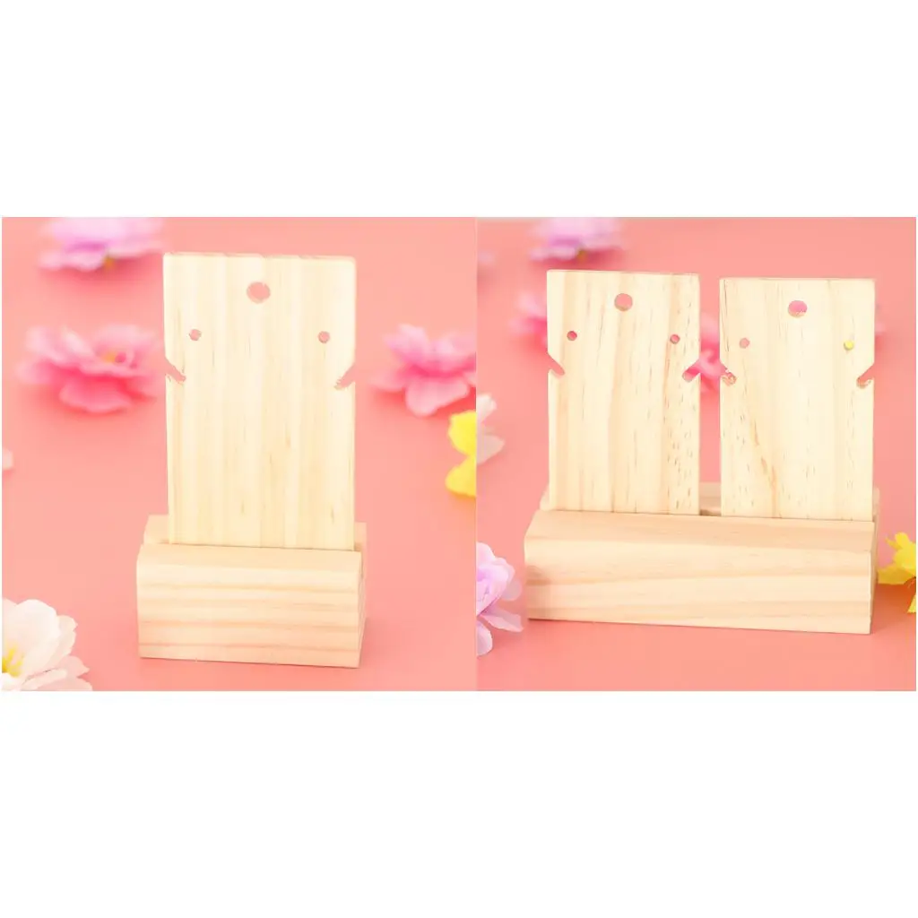Natural Wooden Earring Holder Stand Jewelry Organizer Display Storage Rack