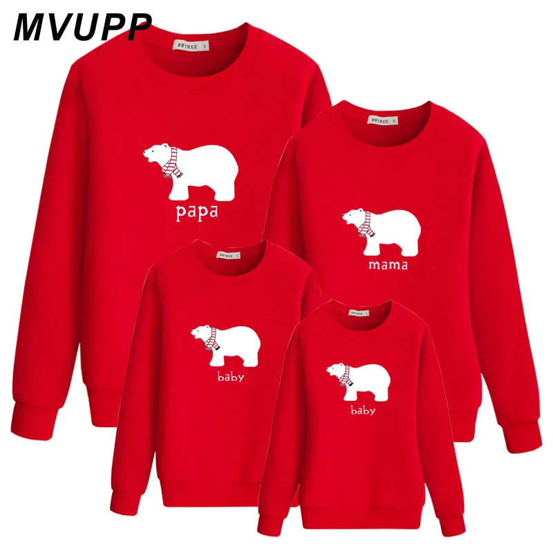 

papa mama polar bear cartoon family matching outfits father mother daughter son baby girls clothes cotton casual animal children