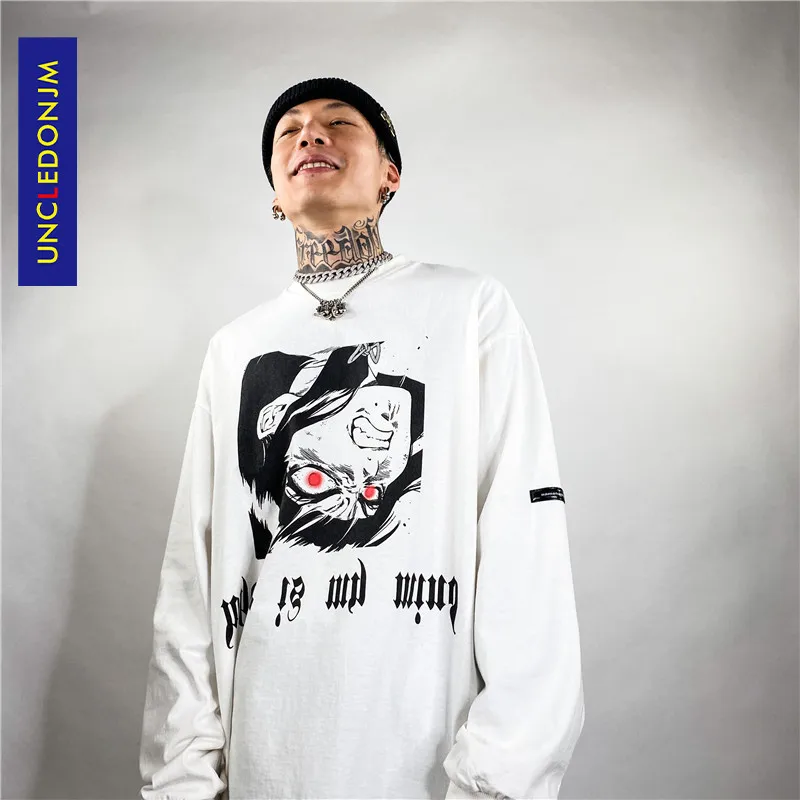 

UNCLEDONJM Cartoon Printed Long-Sleeved T-shirt Men's Ins Street Hip-hop woman tshirts harajuku kawaii clothing NF-NB2035