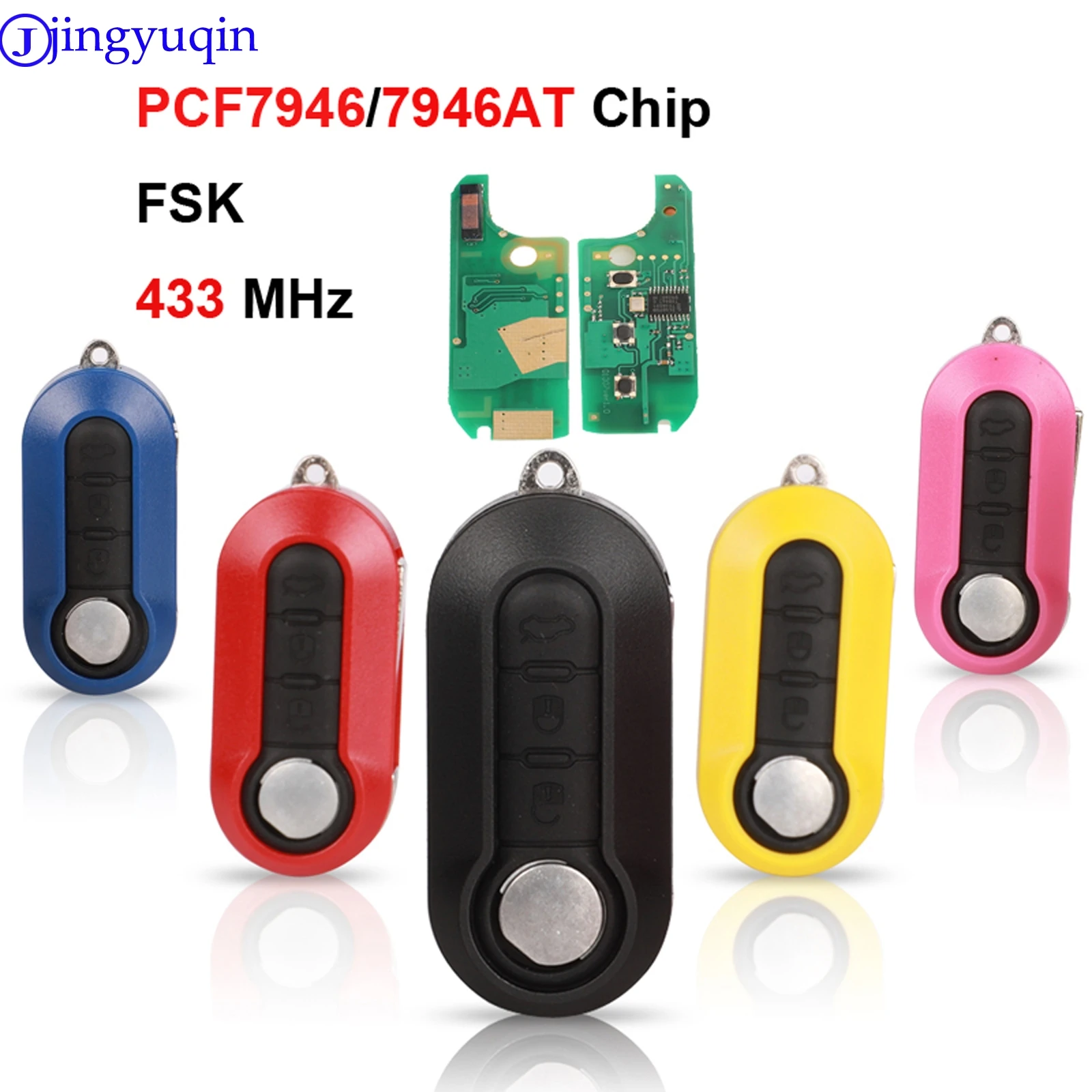 3 кнопки дистанционного ключа jingyuqin Fob FSK PCF7946/PCF7946AT чип 433 МГц для Fiat 500 Grand Punto 2010-2017 |
