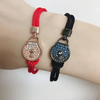 

2020 New Crystal Element Blue Heart Lock Love Couple's Bracelet Heart-Shape Lock Shape Knot Rope Men and Women Bracelet