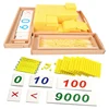 Montessori Decimal Arithmetic Toys Family Edition Set Bank Game Golden Beaded Digital Card Tray Preschool Kids Math Learning Toy 1