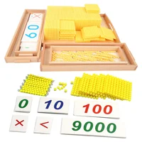 Montessori Decimal Arithmetic Toys Family Edition Set Bank Game Golden Beaded Digital Card Tray Preschool Kids Math Learning Toy 1