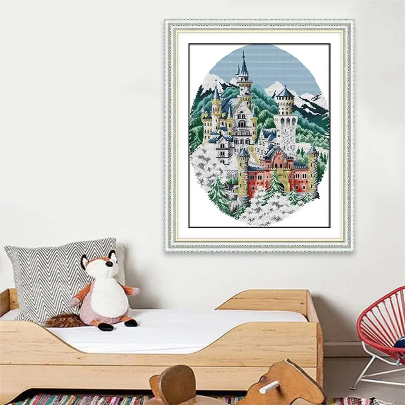 

Winter Castle DIY Handmade Needlework Counted 14CT Printed Cross Stitch 634E