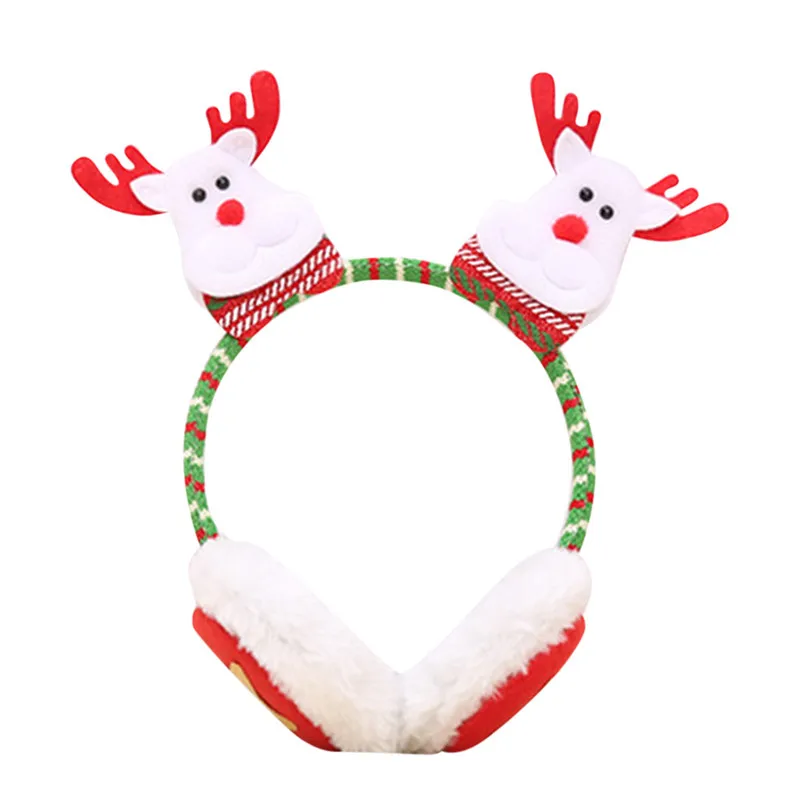 Рождественские меховые наушники для женщин и мужчин, унисекс, Детские Зимние теплые милые наушники с ушками Санта Клауса, повязка на голову, лучшие подарки на Рождество#40 - Цвет: C