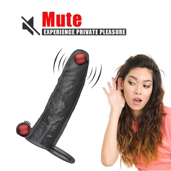 Male Penis Vibrating Ring Penis Dick Sleeve Delay Ejaculation Enlargement Condoms Dual Penetration Dildo Vibrator Adults Sex Toy 4