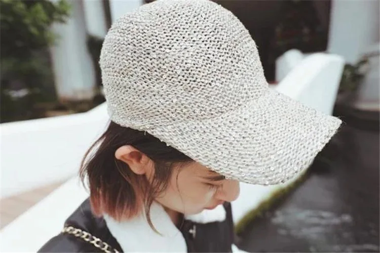 Baseball Cap Sequins Baseball Cap Women Snapback Mesh Breathe Caps Messy Bun Summer Hat Female Adjustable Hip Hop Hats glitter