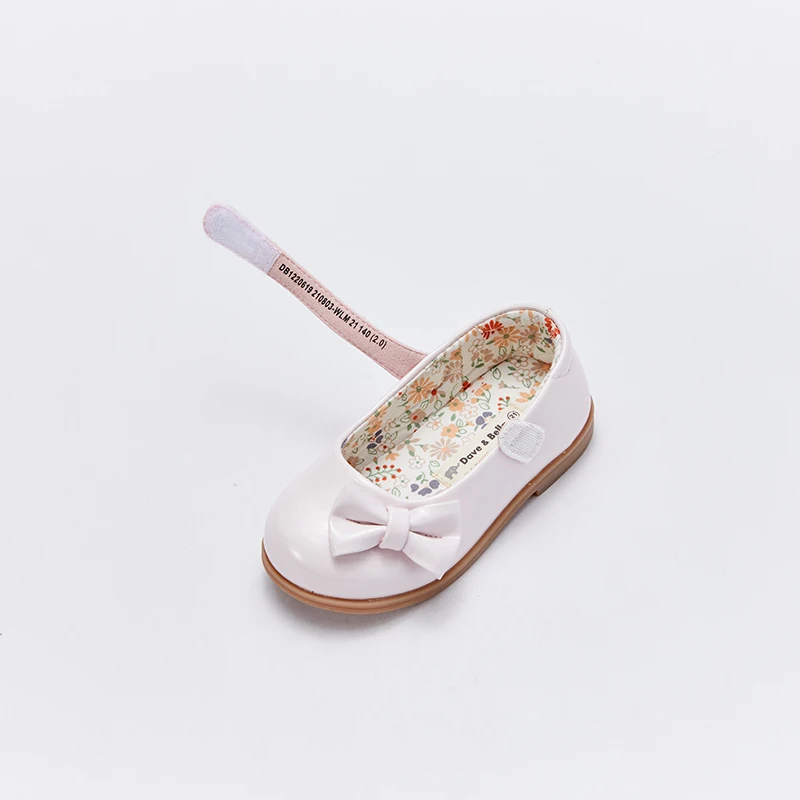 DB1220619 Dave Bella spring fashion baby girls bow solid leather shoes cute children girl brand shoes