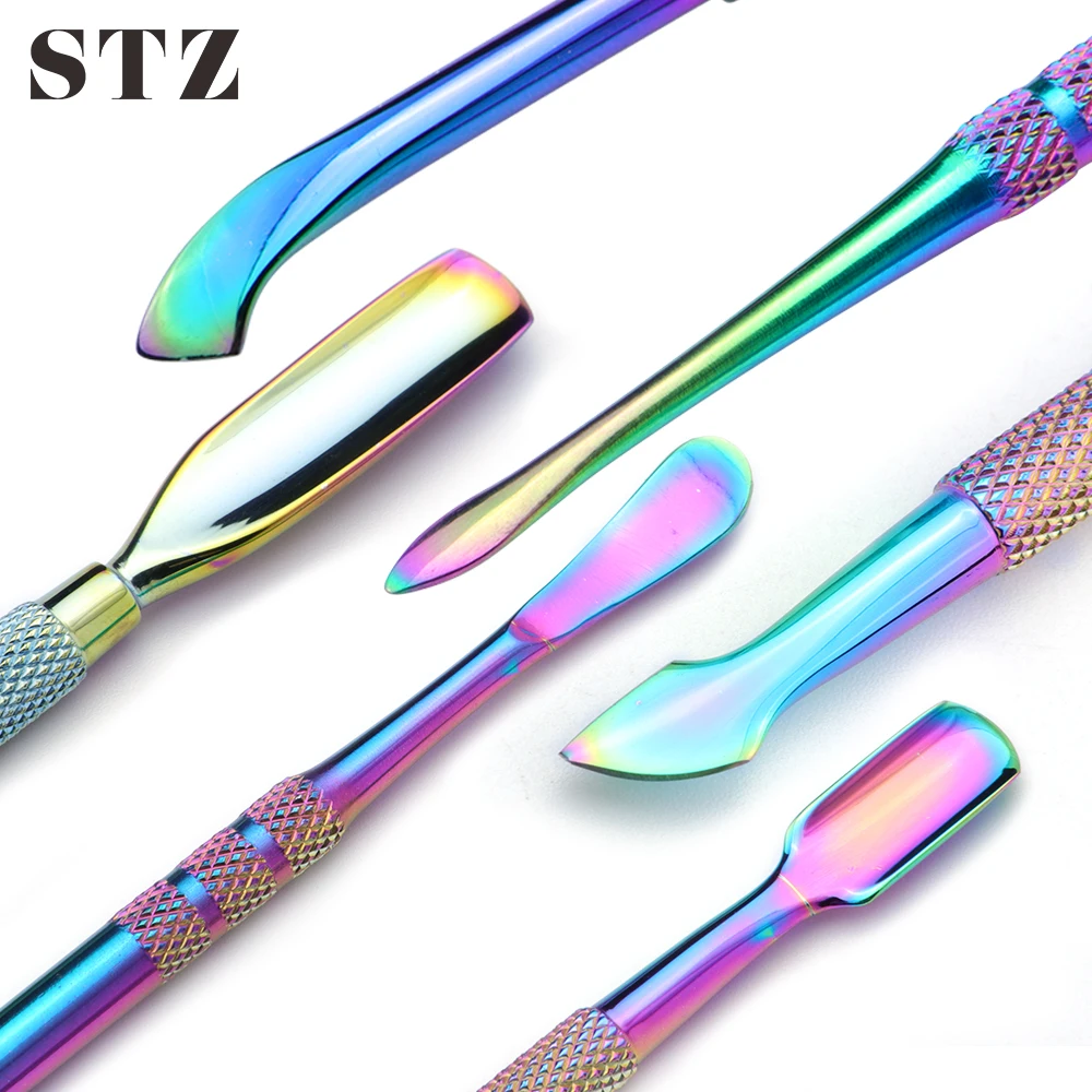 STZ 3 типа Радужный Толкатель для кутикулы инструменты дизайна ногтей из