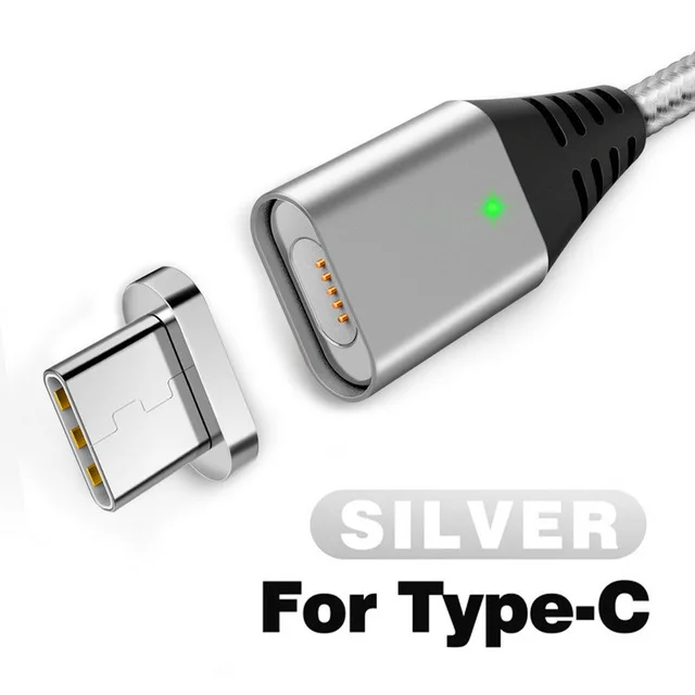Магнитный кабель GETIHU 2.4A для быстрой зарядки iPhone 11 XS X samsung Quick Charge 3,0 Micro usb type C Магнитный зарядный шнур для телефона - Цвет: For Type C Silver