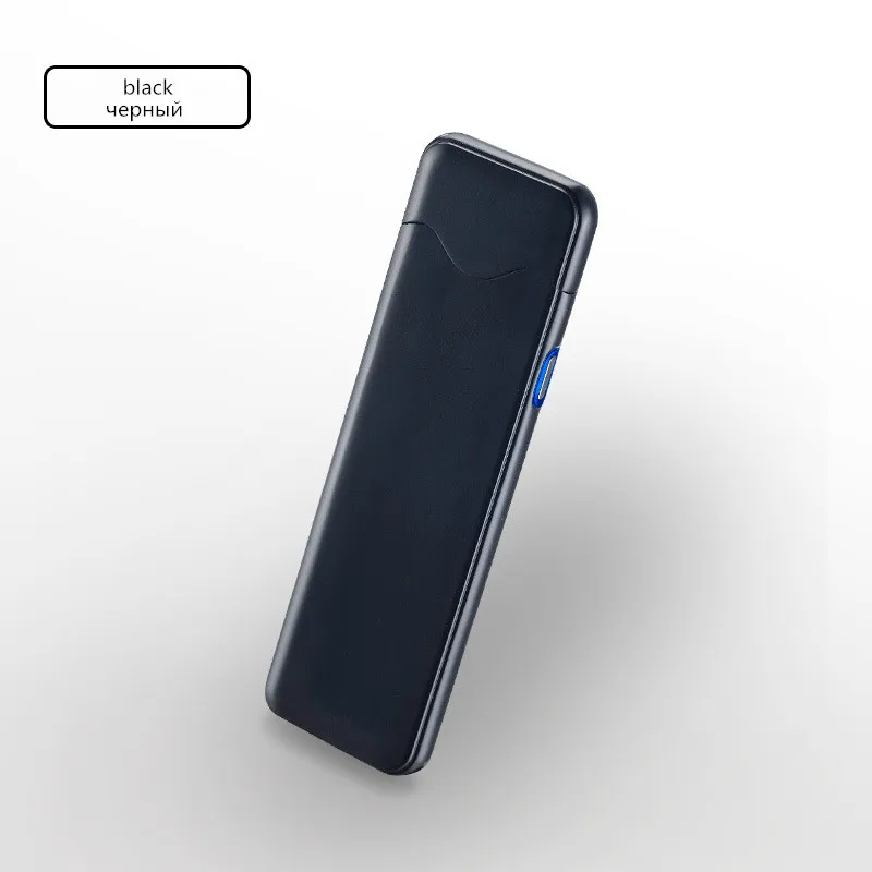 black USB зажигалки ветрозащитная электронная сигарета зажигалка двойная дуга сигара плазменная зажигалка светодиодный дисплей питания зарядка импульсные зажигалки - Цвет: black